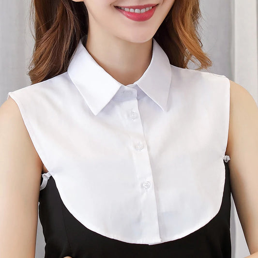Detachable Fake Collar Women – Cotton Lapel Sweater Accessory Detachable Collar Peaceful Pleasures Health and Wellness Square neck White