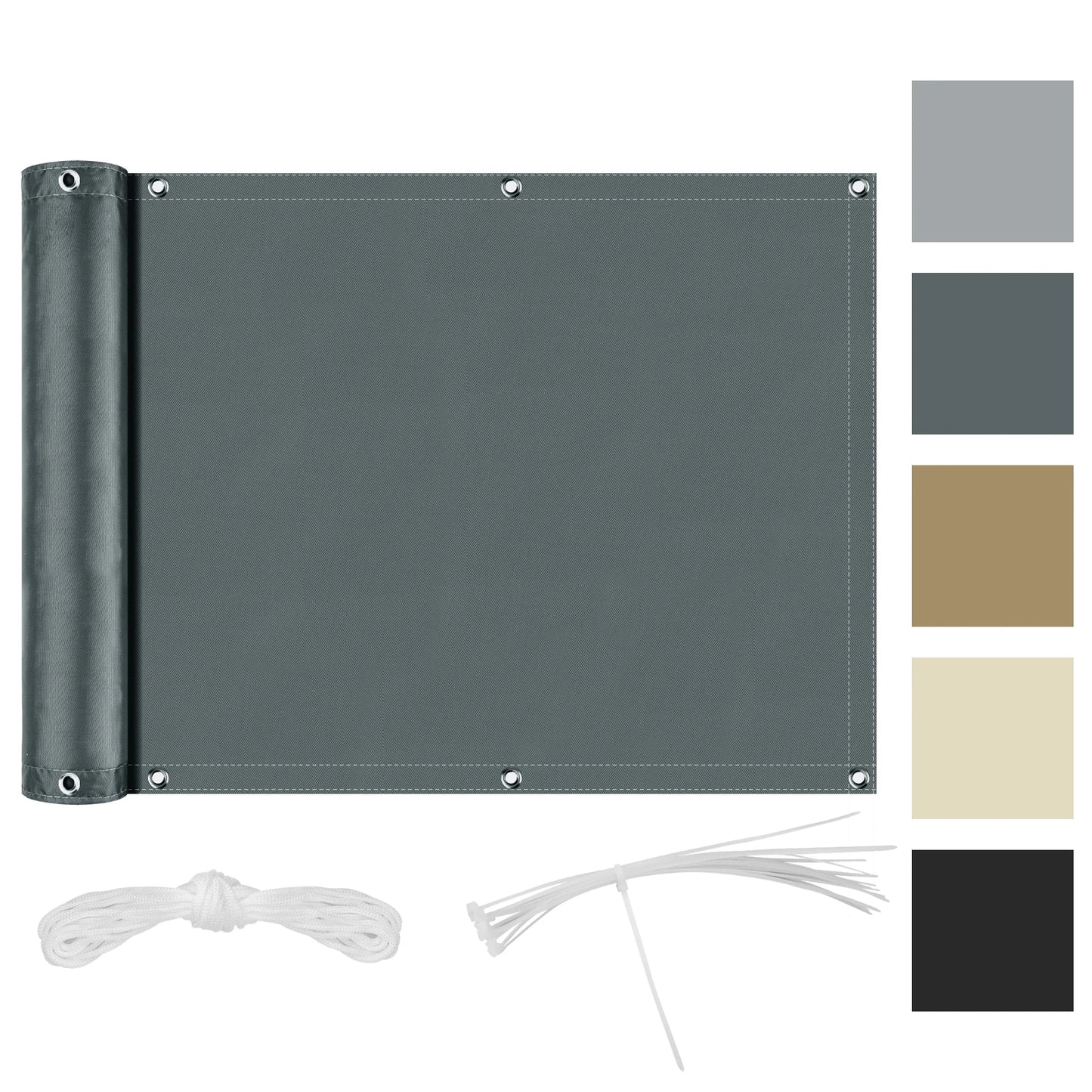 Waterproof Cloth with Grommets Shade Sail Canopy Pergola Balcony Privacy Screen UV Block for Porch Deck Outdoor Patio Pergola Peaceful Pleasures Health and Wellness Deep Grey 90CMx300CM