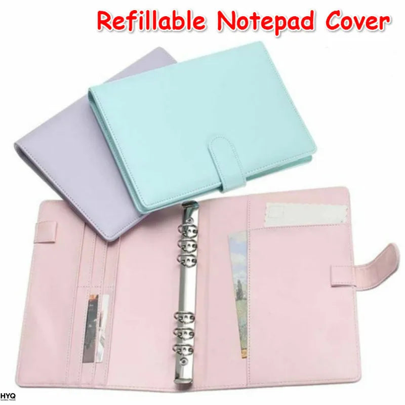 Vintage Refillable Notebook File Folder Notepad Cover Leather Ring
