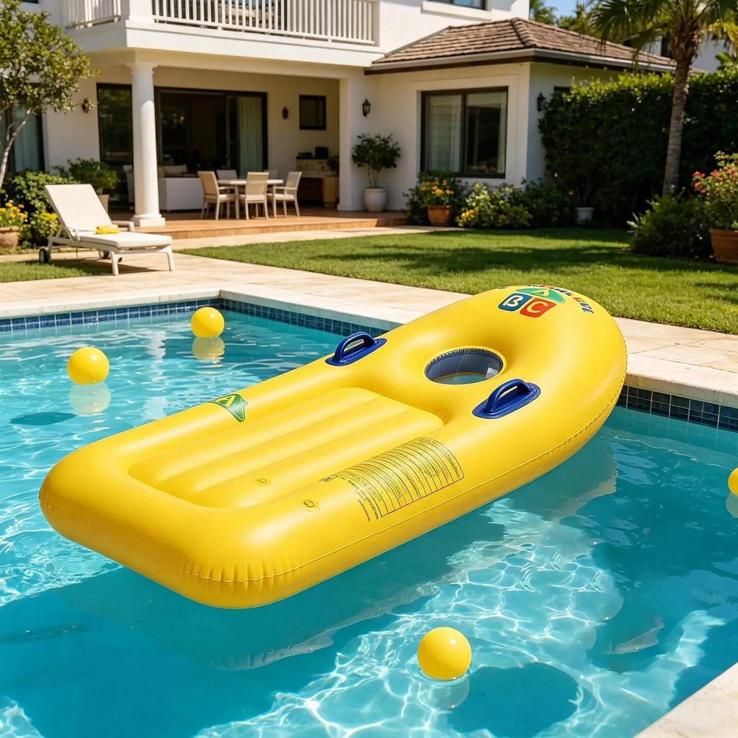 Inflatable Body Board with Handles PVC Blow Up Pool Float Swim Toy for Kids Beach Pool Garden Lake Summer Travel Peaceful Pleasures Health and Wellness
