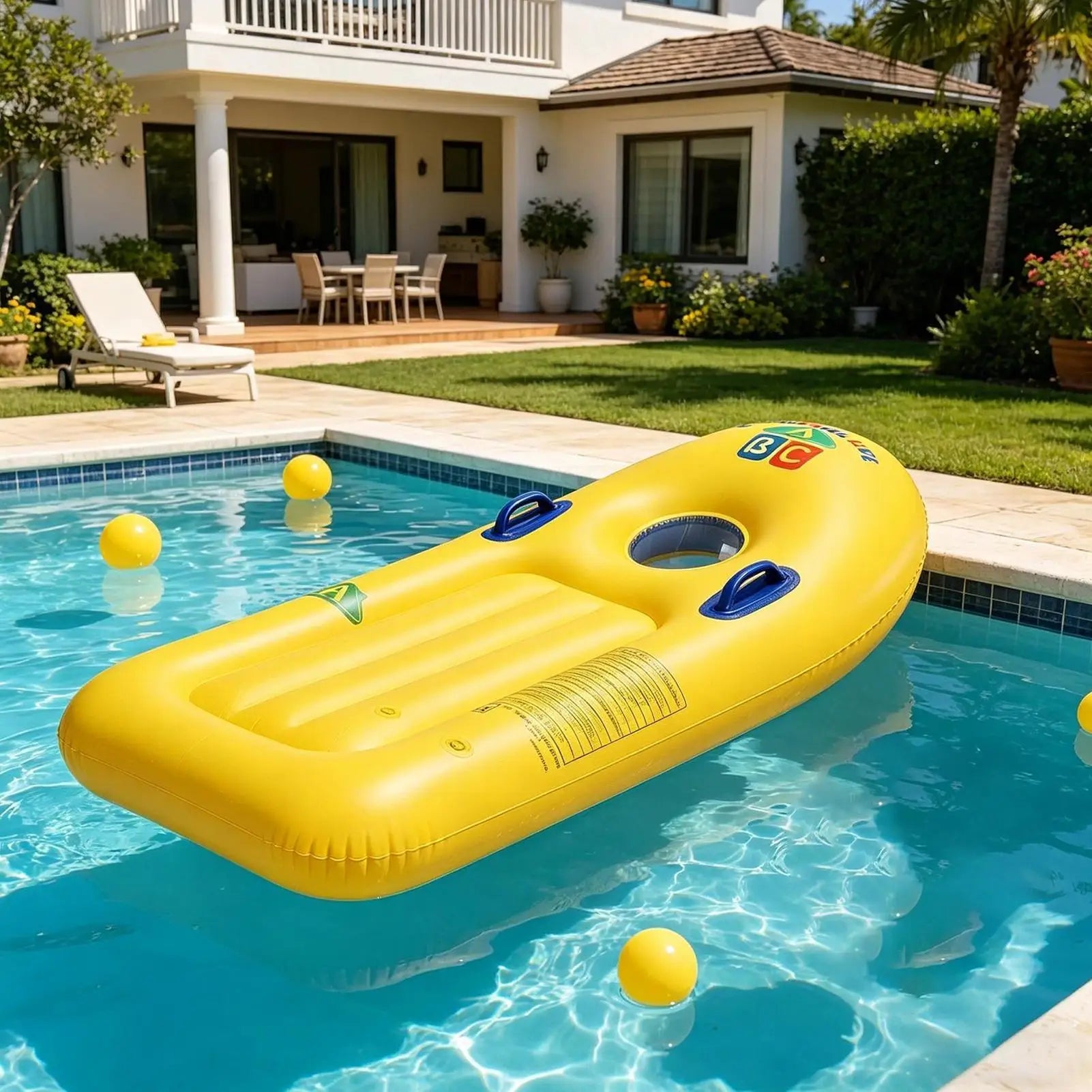 Inflatable Body Board with Handles PVC Blow Up Pool Float Swim Toy for Kids Beach Pool Garden Lake Summer Travel Peaceful Pleasures Health and Wellness