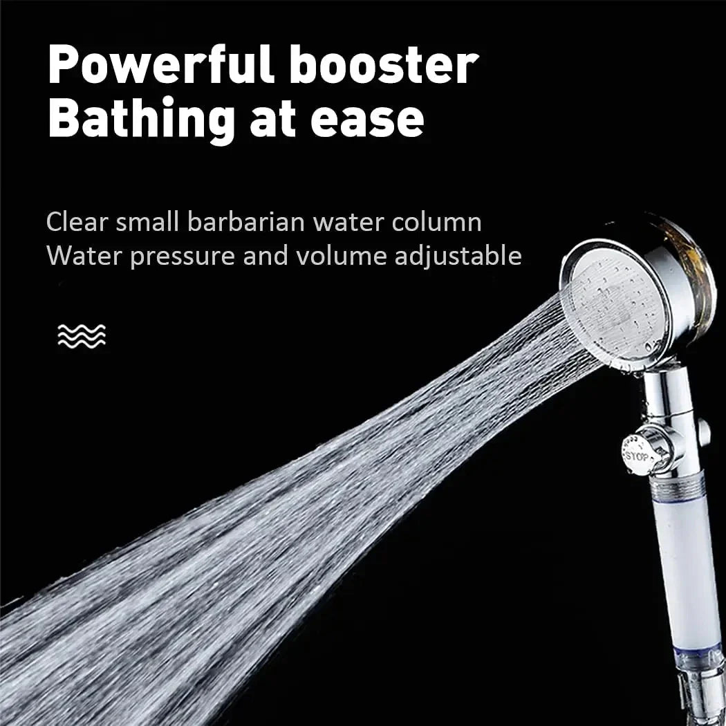 Turbo High-Pressure Handheld Shower Head with Filter & Stop Button