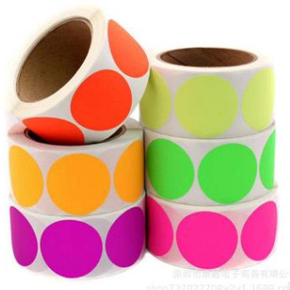 Pink Green 1 Inch 500 Pcs /Roll Stationery Round Dot Labels Stickers Color Labels Stickers Chroma Label Stickers Mark stickers Peaceful Pleasures Health and Wellness