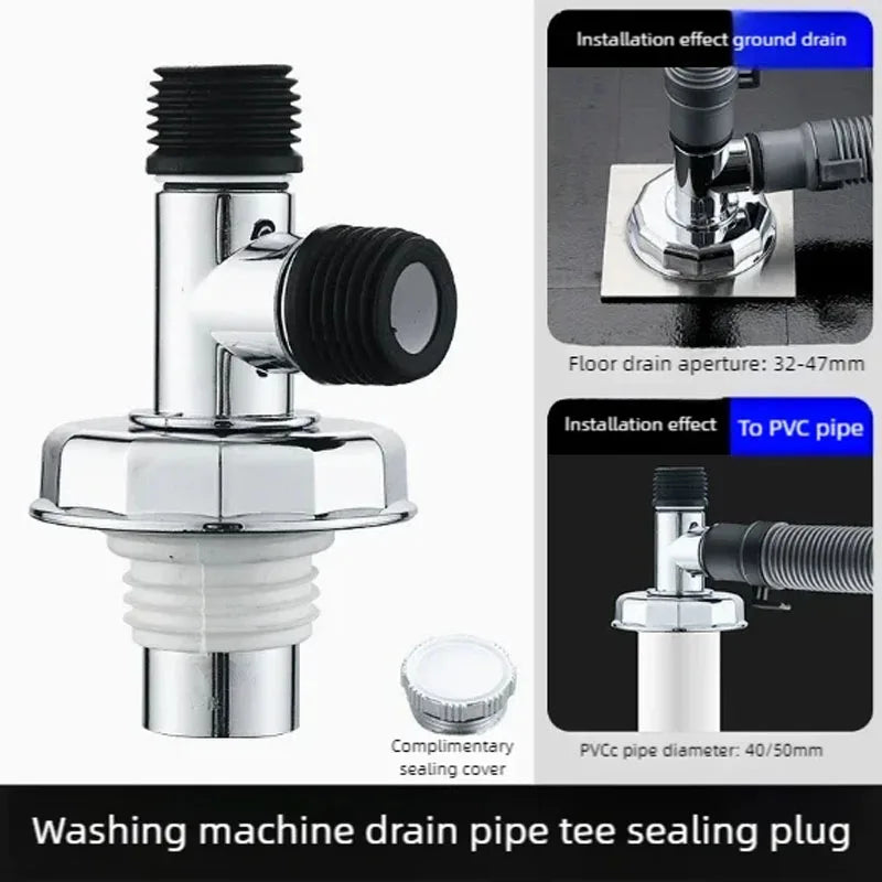 3-Way Washing Machine Drain Pipe Tee | Odor-Proof Floor Drain