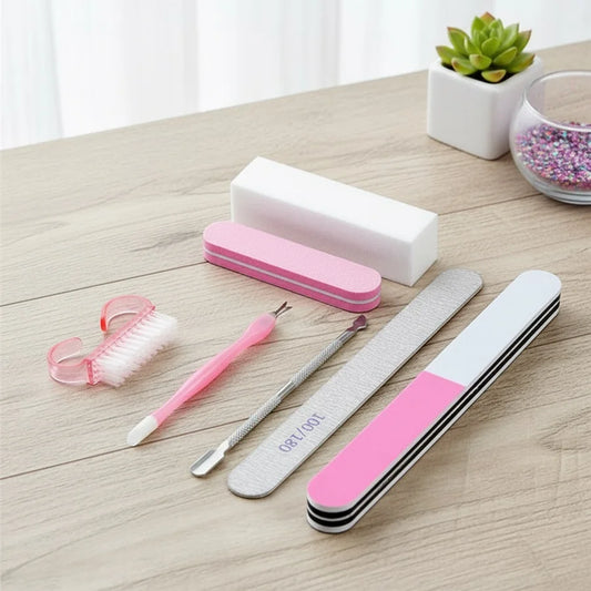 7-Piece Stainless Steel Nail Care Kit – File, Clipper & Cuticle Set Nail Care Kit Peaceful Pleasures Health and Wellness Pink