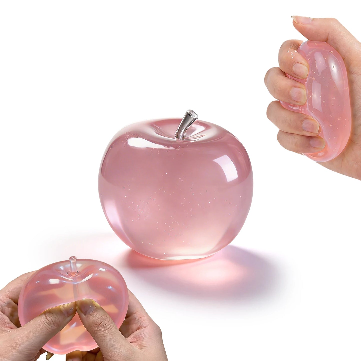 Squishy Pink Apple Stress Ball Soft Fidget Sensory Toy Suitable Autism Relief Simulated Slow Rebound Squeeze Toy Adult Kids Gift Peaceful Pleasures Health and Wellness 1 pc