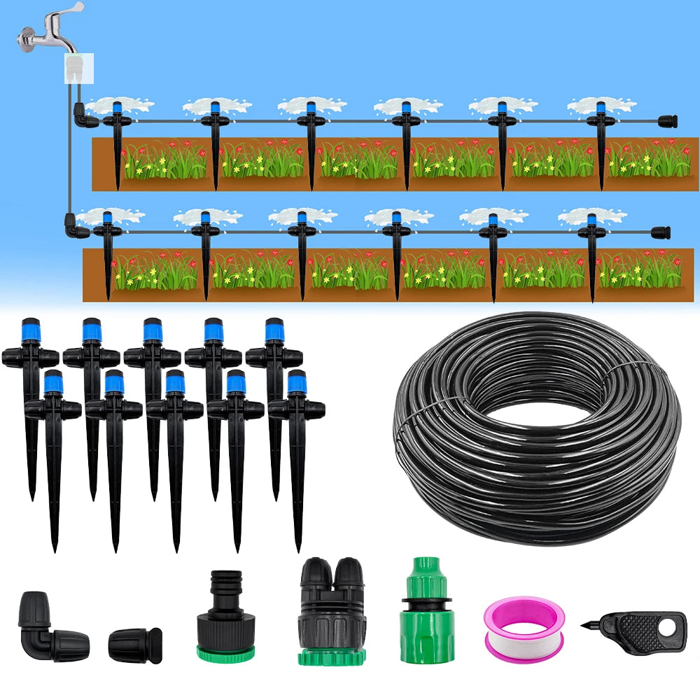 1/4" Drip Irrigation System Kit-Adjustable Flow, Sprayer with Lock Barbed Automatic Watering, for Garden, Farm, Bonsai, Flowers Peaceful Pleasures Health and Wellness