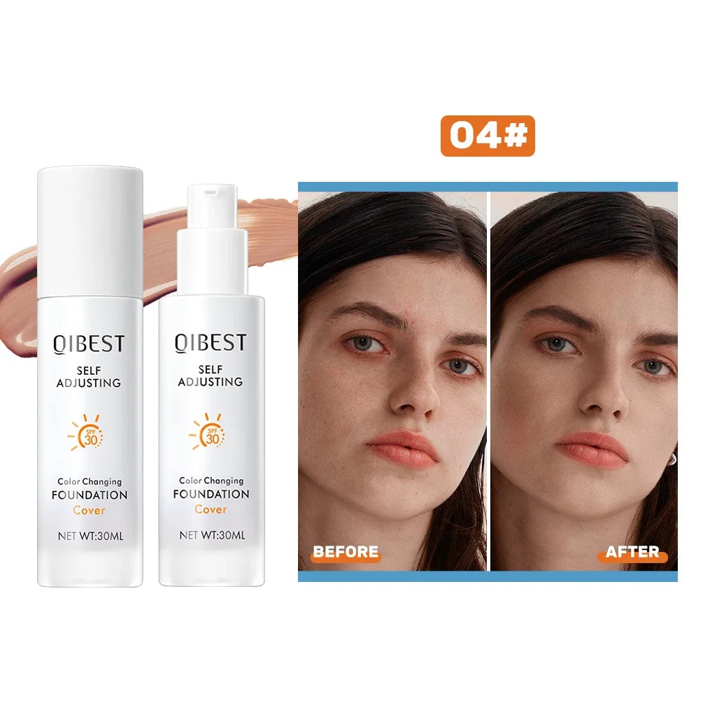 QIBEST Liquid Foundation Hydrating Medium Full Coverage Concealer SPF 30+ Long Wearing Waterproof Foundation Natural Makeup Peaceful Pleasures Health and Wellness Foundation 04