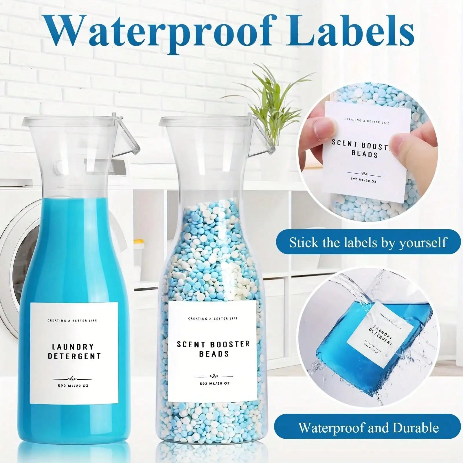 2 Pack Clear Laundry Detergent Dispenser Bottle 20oz with Label for Laundry Detergent Soap Fabric Softener Bleach Laundry Room Peaceful Pleasures Health and Wellness