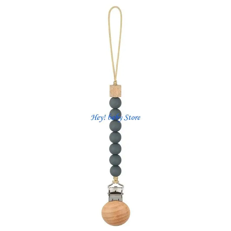 Baby Pacifier Clip Chain | Silicone Beads & Wooden Teether