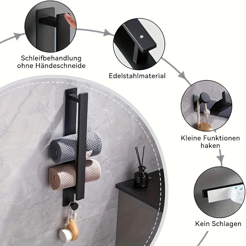Stainless Steel Towel Rack No Need for Drilling or Nailing Single-pole Bathroom Hardware Towel Hanging Rack Creative Towel Bar Peaceful Pleasures Health and Wellness