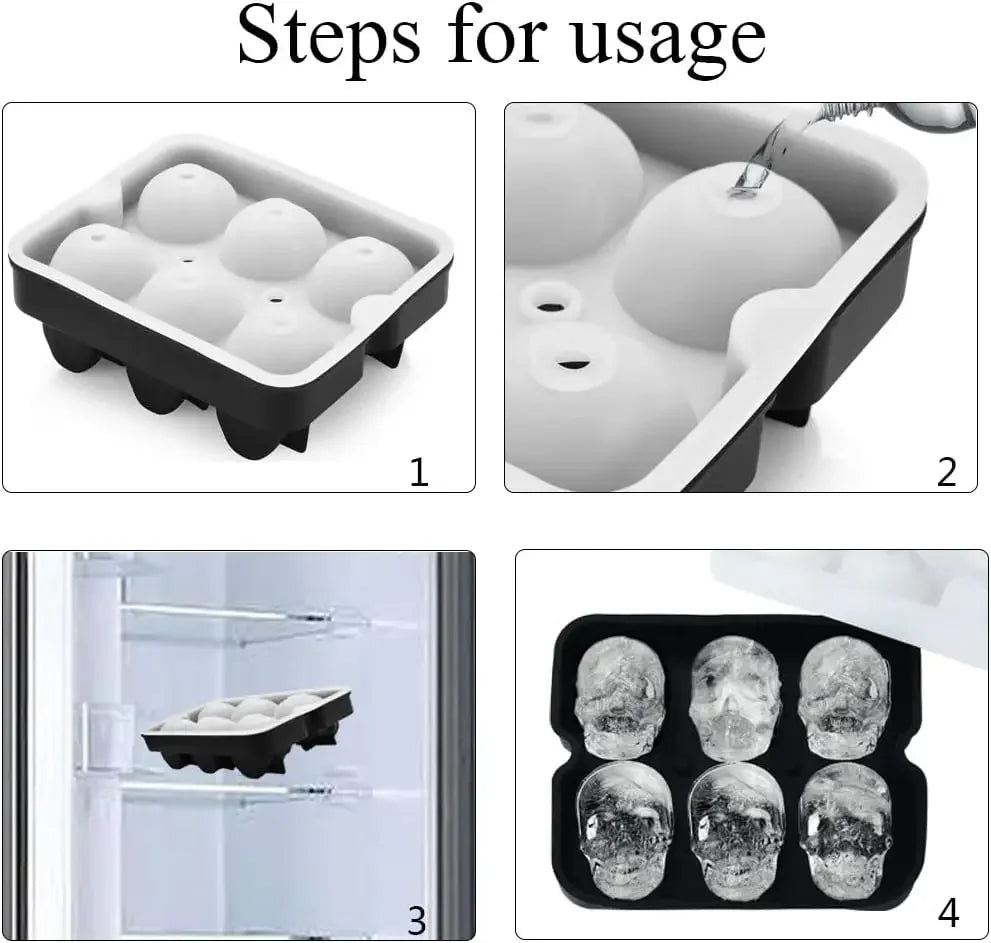 Skull Ice Cube Tray | Food Grade Silicone Mold for Bar & Party