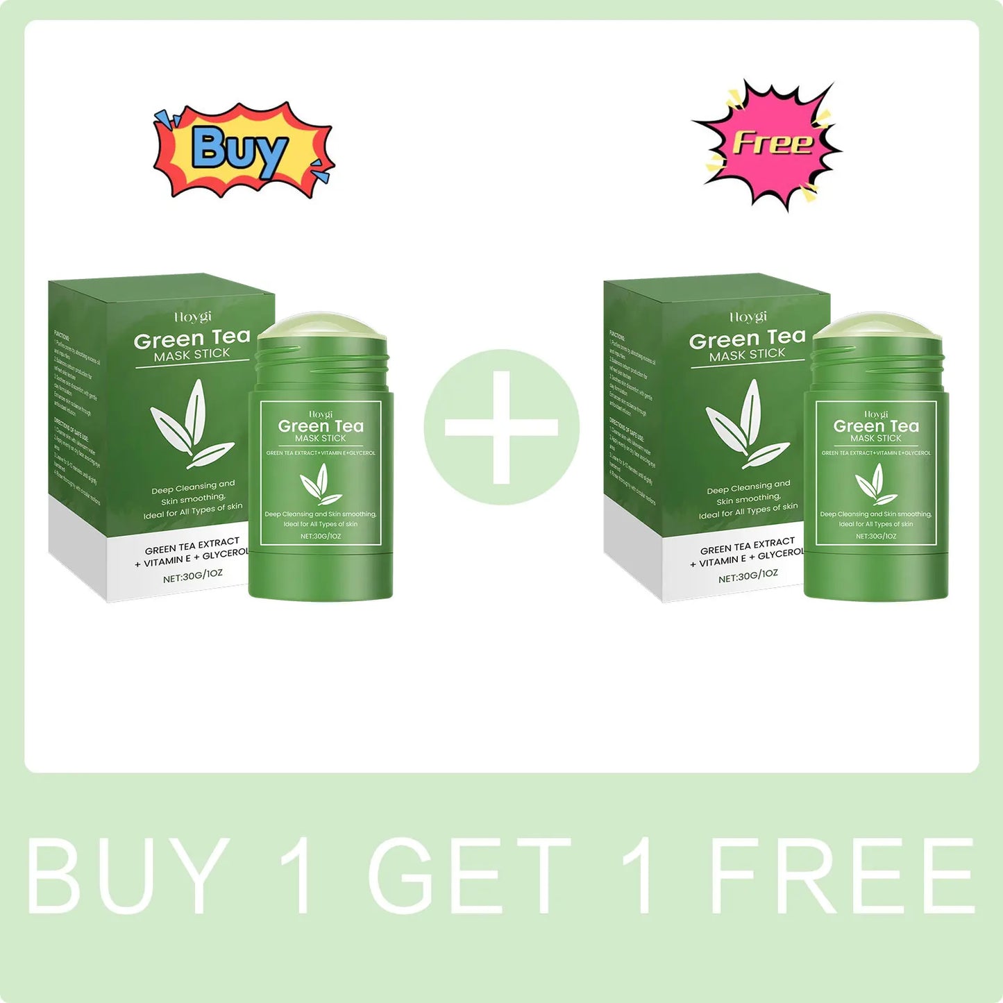 HOYGI Green Tea Cleansing Mask Blackhead Removal Anti Acne Oil Control Shrink Pores Purifying Reduce Brightening Face Skin Care Peaceful Pleasures Health and Wellness Buy 1 Get 1 Free