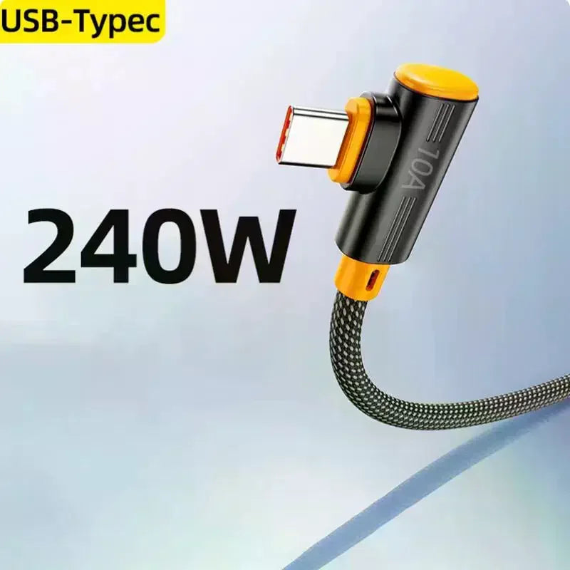 240W USB-A to USB-C 90° Fast Charging Cable 1M 1.5M 2M