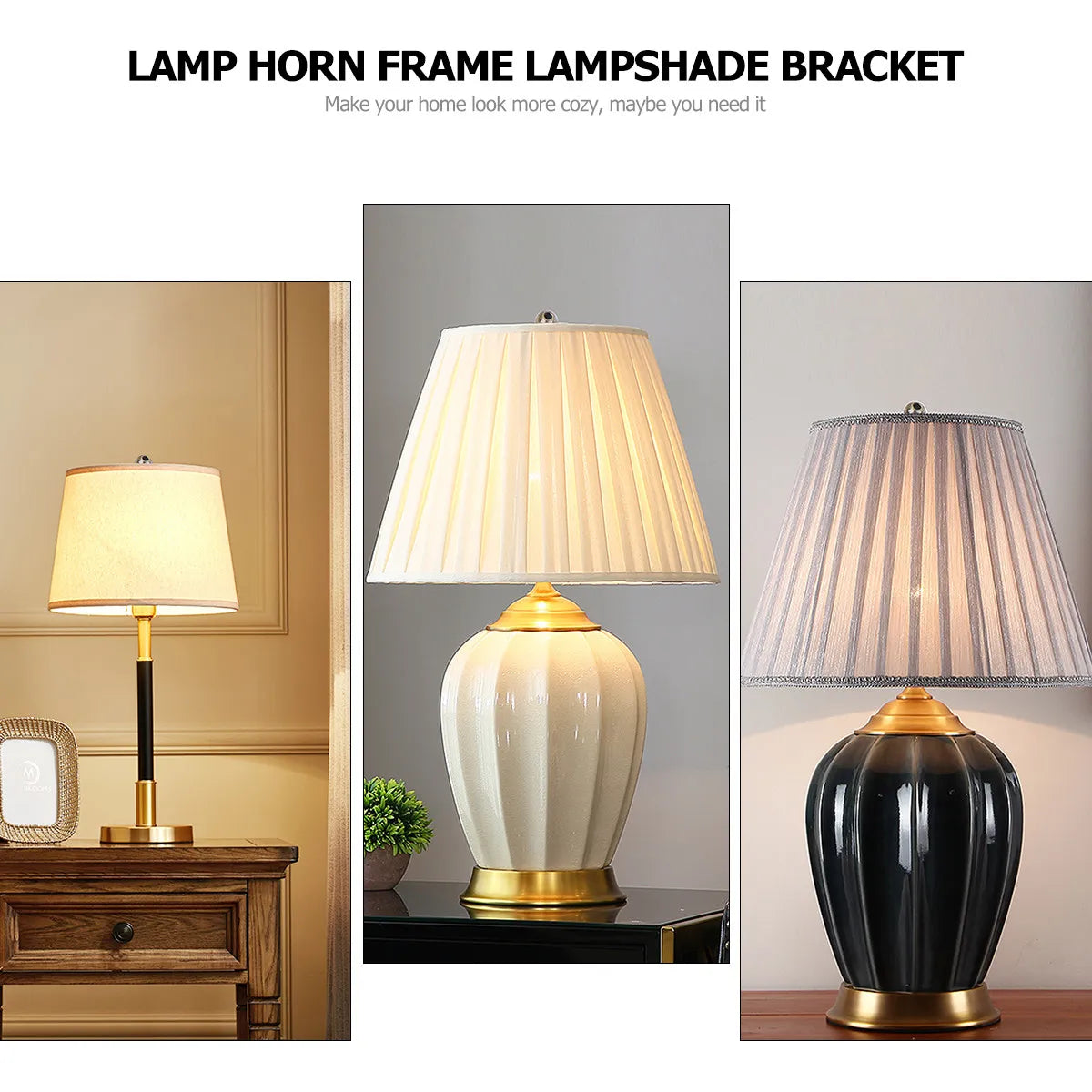1Pcs Iron Horn Lamp Frame Lampshade Bracket 7 Inch Bronze Heavy Duty Stable Lamp Harp Holder for Home Office Decor Use Peaceful Pleasures Health and Wellness