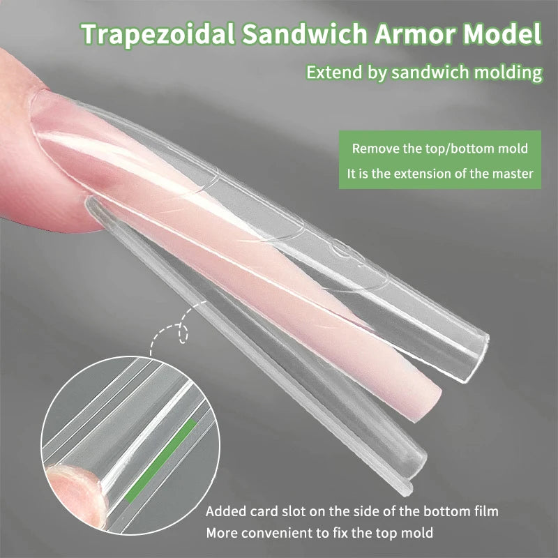 320pcs Sandwich Dual Nail Forms Extensions-Dual Forms Coffin Nail Molds Top Mold Bottom Mold Prolong Manicure Art Tools Peaceful Pleasures Health and Wellness