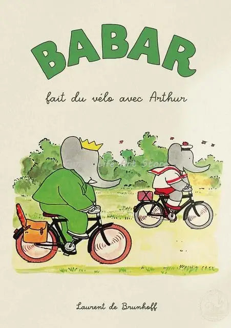 Vintage Babar Elephant Canvas Wall Art | Kids Nursery Poster