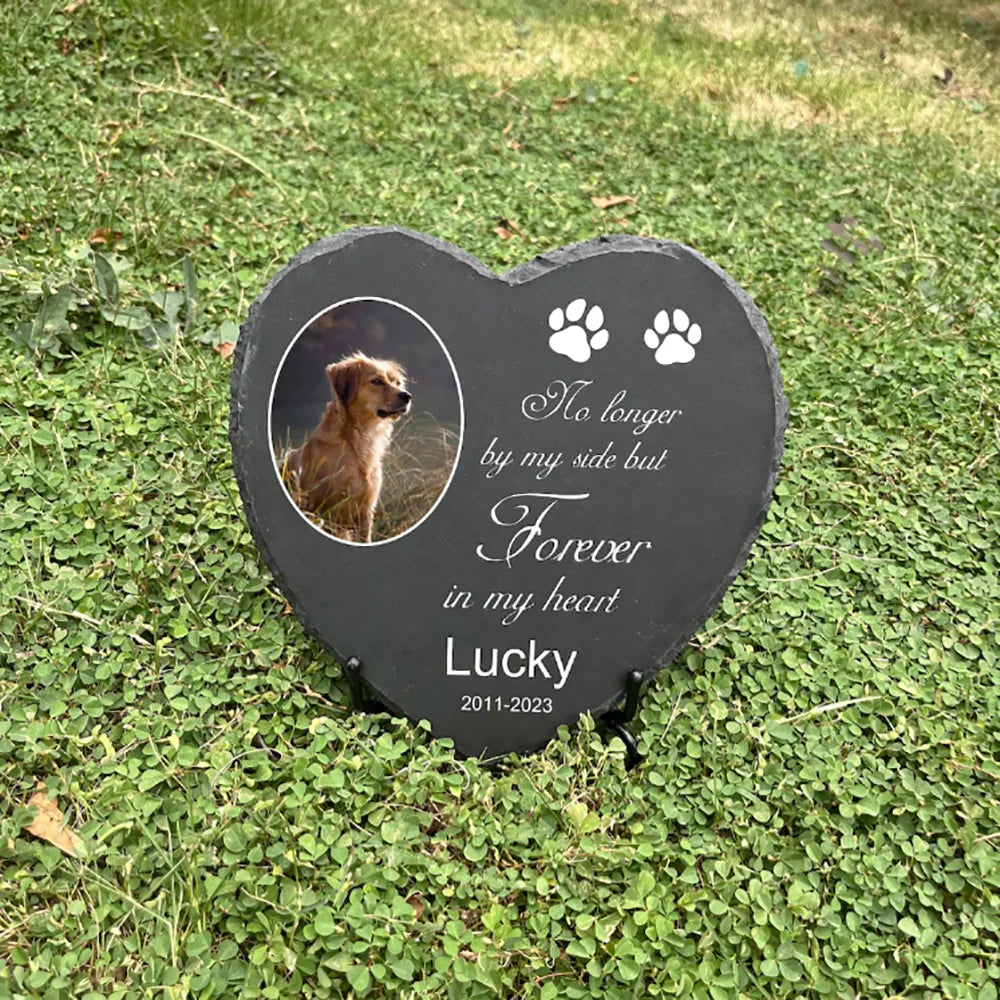 Personalized Pet Memorial Stone with Photo Printing Dog Grave Marker Plaque Custom Pet Memorial Garden Stone Slate with Name Peaceful Pleasures Health and Wellness