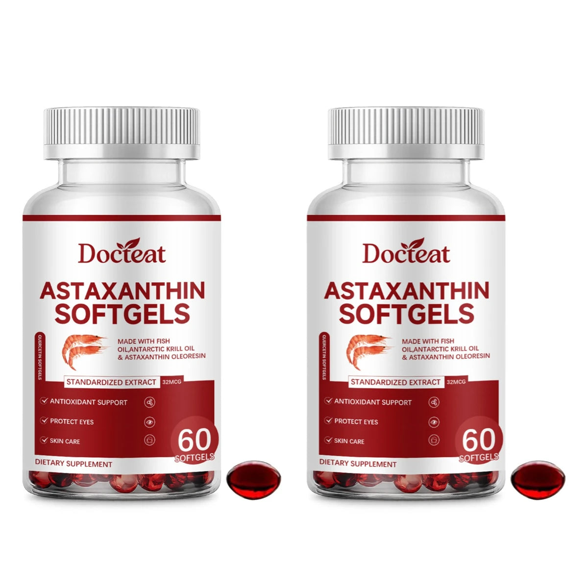 Astaxanthin & Krill Oil Softgels – 60ct Antioxidant Support