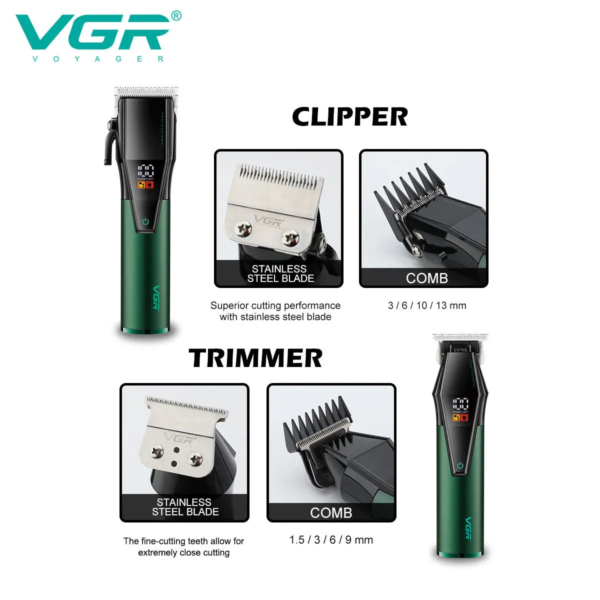 VGR 677 Hair Trimmer Professional Hair Clipper Set Electric Hair Cutting Machine Rechargeable Barber Electric Trimmer for Men Peaceful Pleasures Health and Wellness