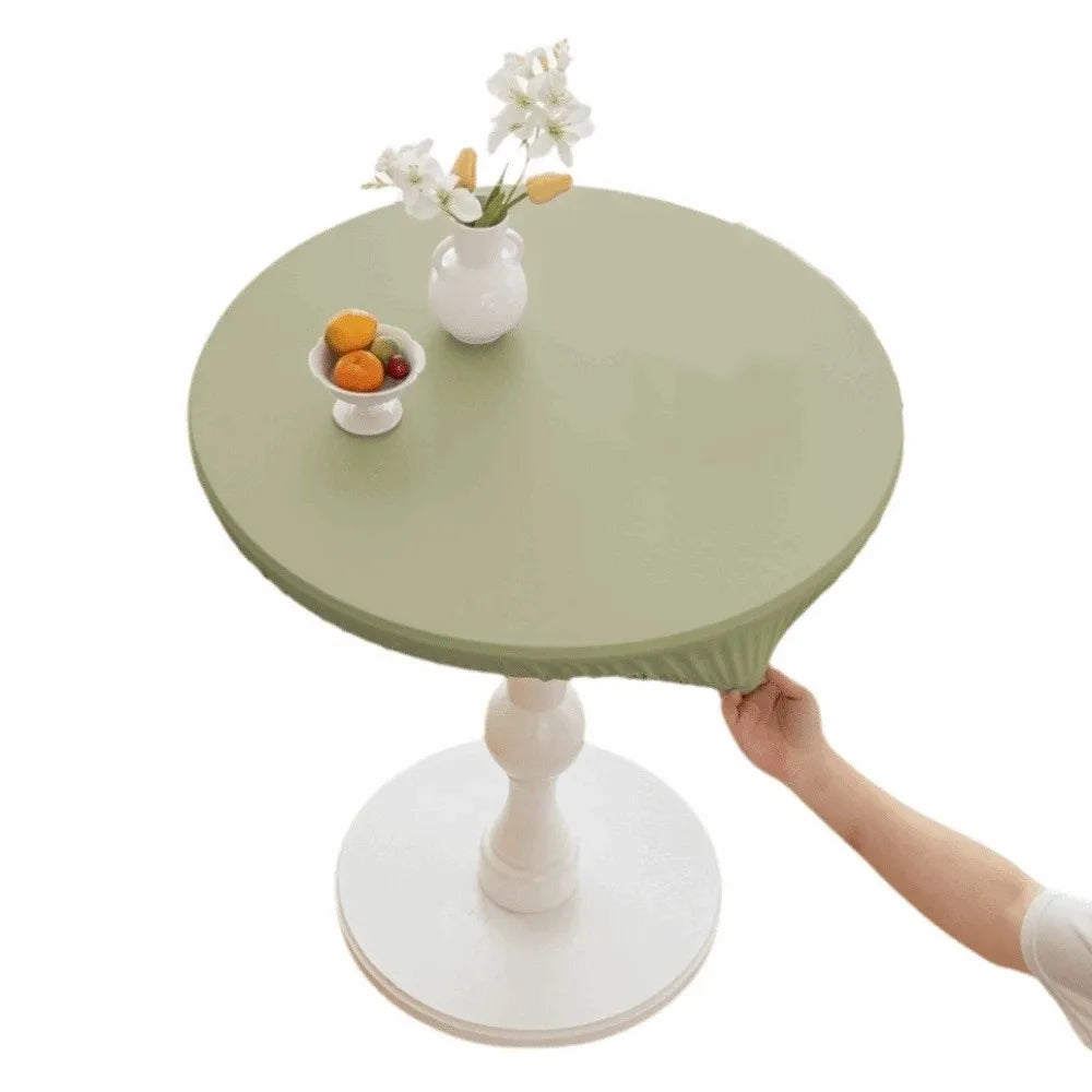 PU Leather Waterproof Stretch Round Tablecloth 60/80cm