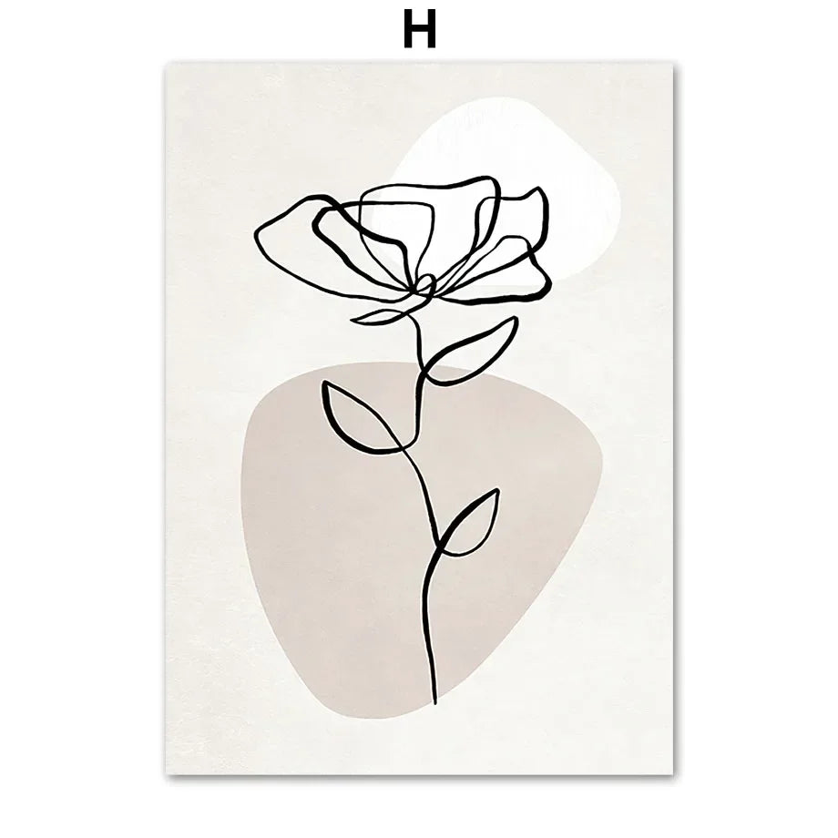 Abstract Floral Feather Canvas Wall Art Print | Unframed Poster