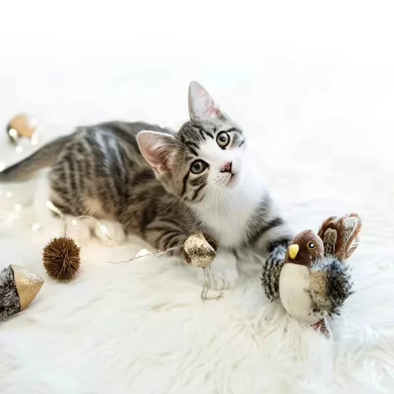Interactive Flapping Wings Simulated Chirping Flying Bird Catnip Plush Cat Toy for Indoor Cats Peaceful Pleasures Health and Wellness
