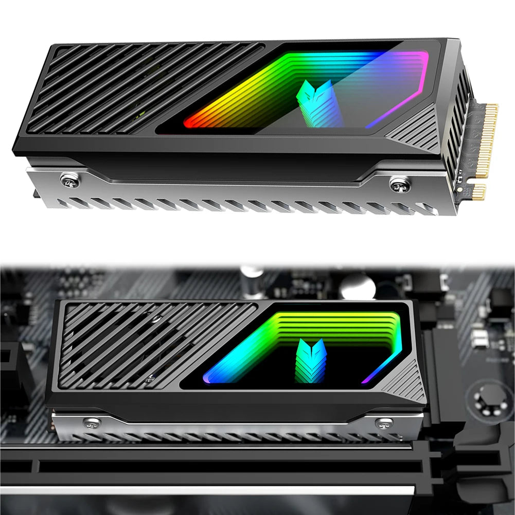 M.2 2280 SSD Heatsink Heat Sink Cooler with Thermal Silicone Pad 5V 3 Pin ARGB SSD Cooler Built-in Fan M.2 Radiator for M.2 2280 Peaceful Pleasures Health and Wellness