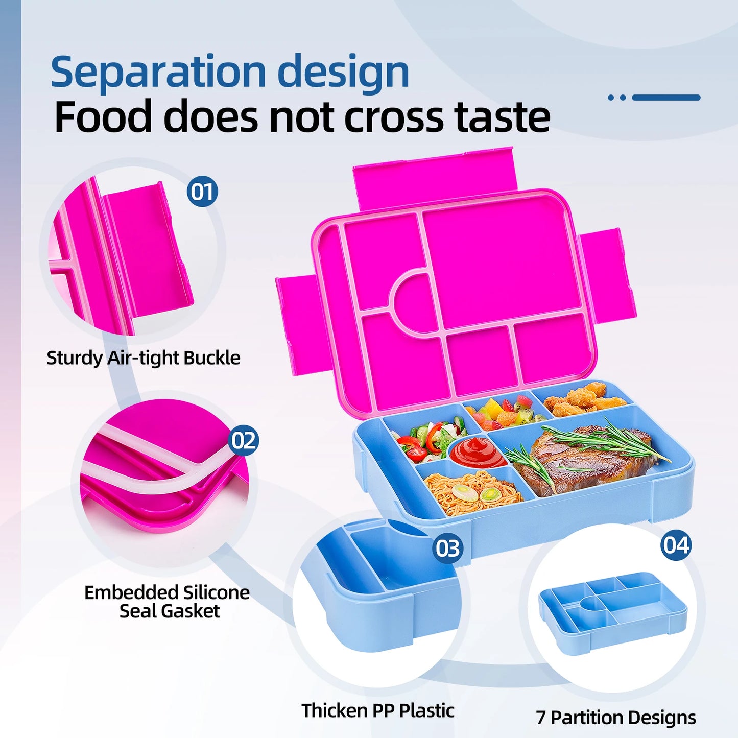 Kids Cartoon Bento Lunch Box – Leakproof Divided Microwave-Safe Food Container for School