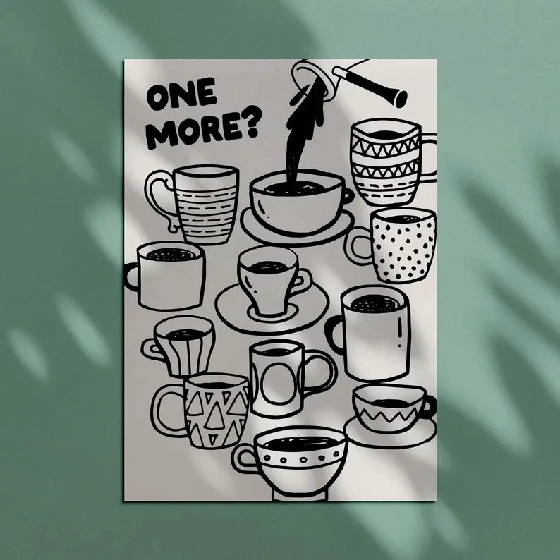 "One More?" Coffee Lover Canvas Wall Art | Kitchen Home Decor