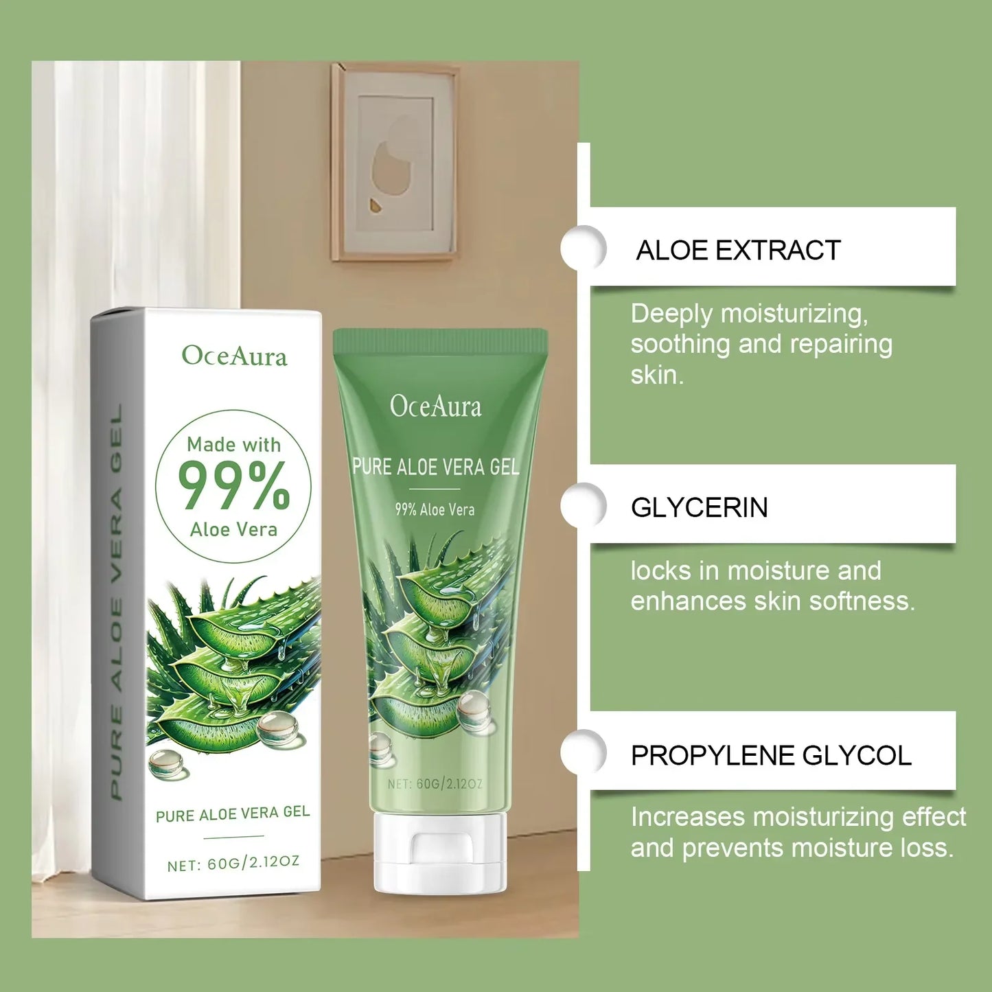 OceAura Aloe Vera Gel – Pore Shrinking, Oil Control & Acne Care