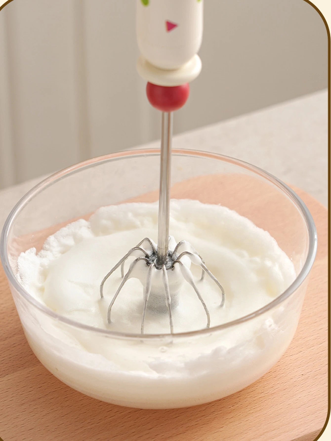 1Pcs Stainless Steel Egg Beater Durable Semi-Automatic Mixer for Effortless Egg Cream Mixing Stirring and Beating Kitchen Baking Peaceful Pleasures Health and Wellness