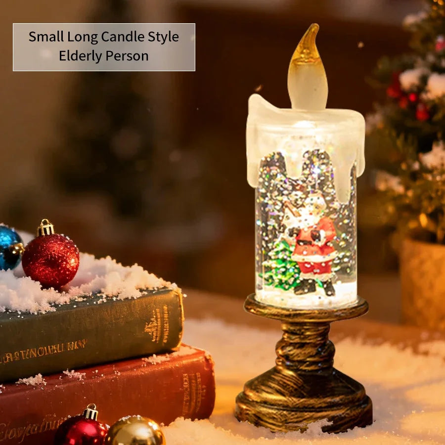 Christmas LED Snowman Crystal Candle Lamp | Flameless Decor
