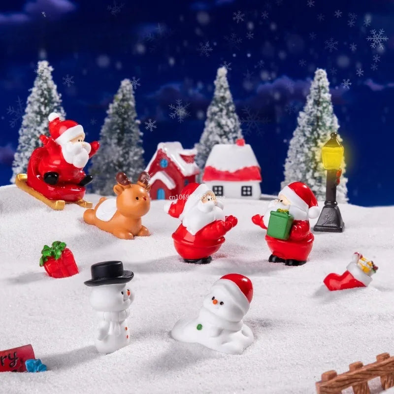 Creative Mini Santa Claus Elk Snowman Christmas Tree Resin Car Home Ornaments Micro Landscape Decoration DIY Accessories Gifts Peaceful Pleasures Health and Wellness