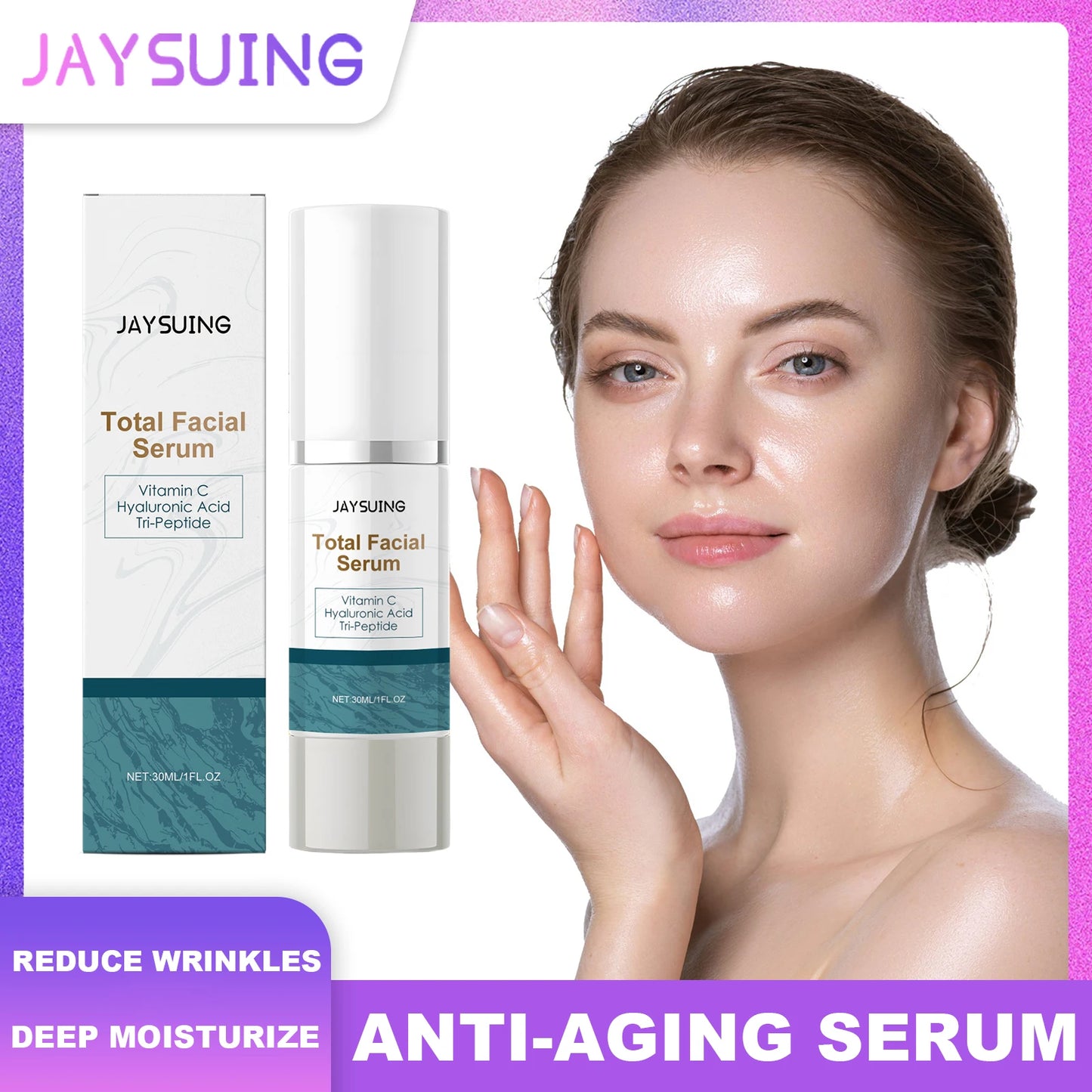 Jaysuing Hyaluronic Acid Anti Aging Serum Reduce Wrinkles Dark Spots Deep Moisturize Hydrating Lift Firming Makeup Beauty Unisex Peaceful Pleasures Health and Wellness