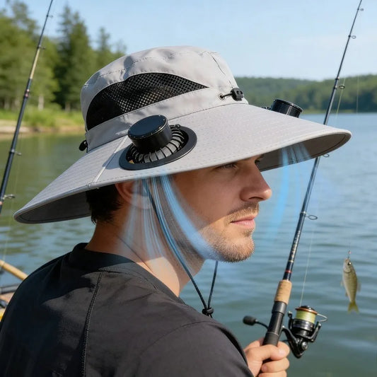 Solar Powered Fan Sun Hat – UV Protection Cooling Bucket Hat Solar Fan Sun Hat Peaceful Pleasures Health and Wellness