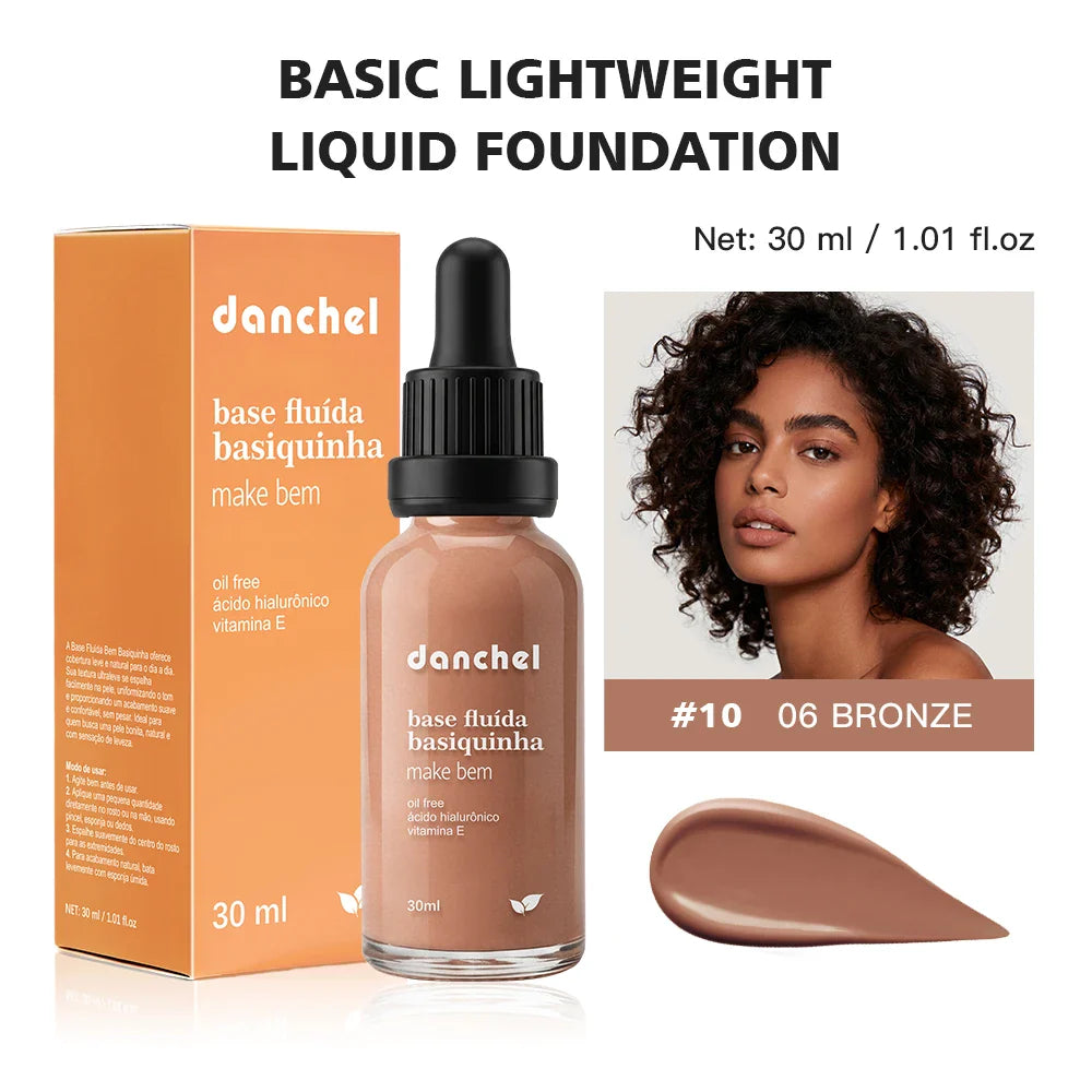 Danchel Matte Liquid Foundation – 12 Shades, Oil Control