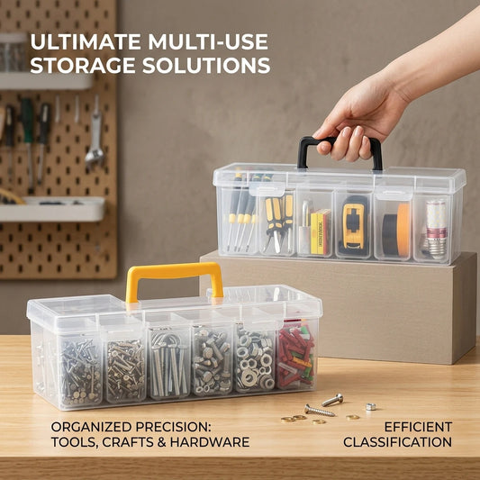 Portable 6-Compartment Clear Small Parts Organizer Box – For Hardware, Beads, Jewelry & Crafts Peaceful Pleasures Health and Wellness