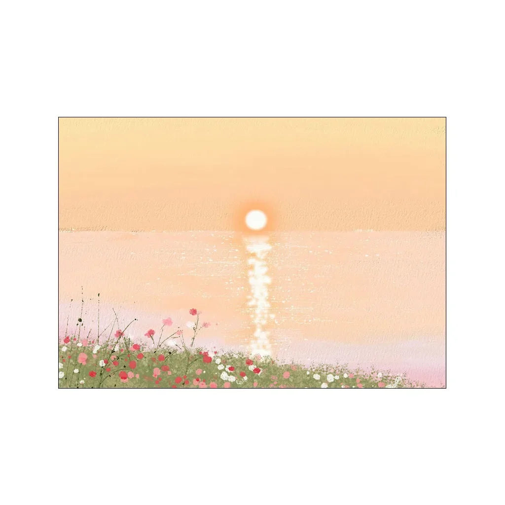 Nordic Sea Sunset Watercolor Canvas Poster | Wall Art Print Canvas Wall Art Peaceful Pleasures Health and Wellness 4 30x40cm Unframed