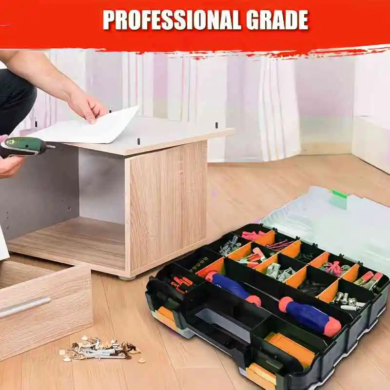 1PC 34-Slot Double-Sided Tool Box Portable Small Parts Storage Toolbox for Screws, Nuts, Bolts, Washers Hardware & Garage Repair Peaceful Pleasures Health and Wellness