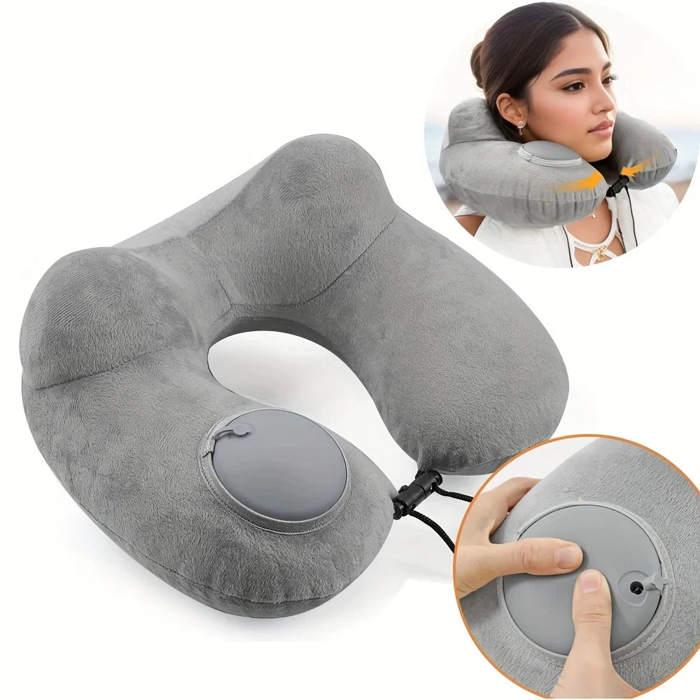 Portable Inflatable Neck Pillow – Travel, Camping & Office