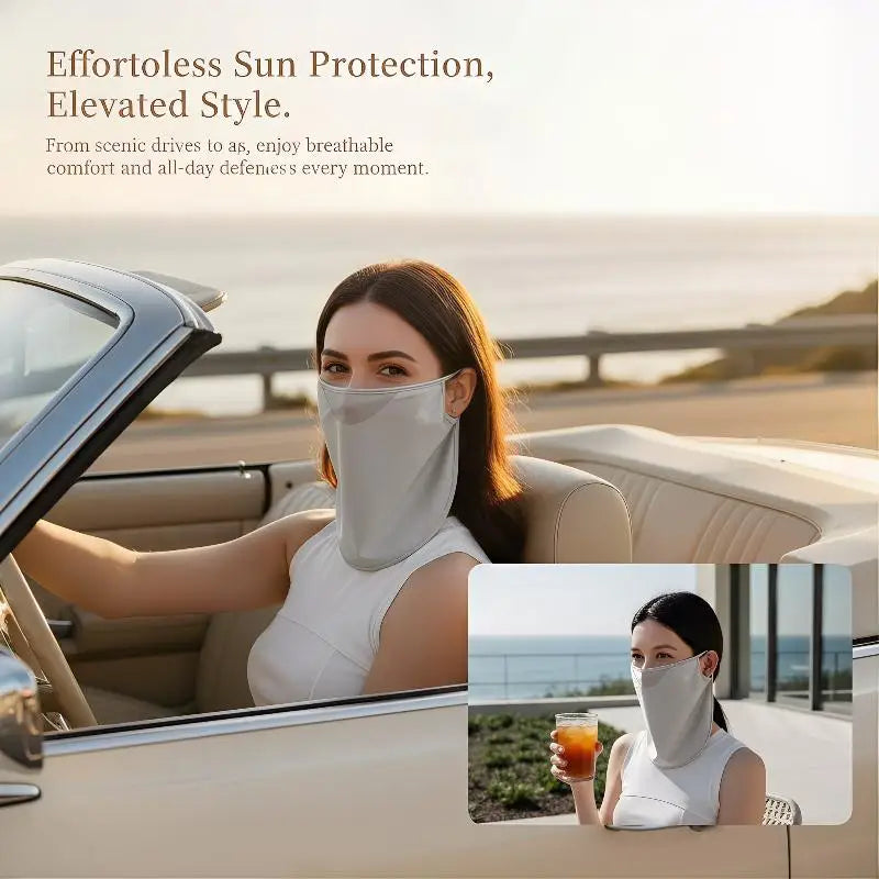 Ice Silk Women's Face & Neck UV Sun Cover – Lightweight Mask
