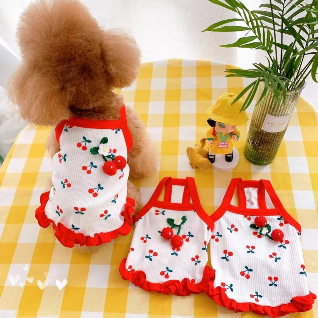 Cute Cherry Pet Vest | Breathable Summer Dog & Cat Clothes