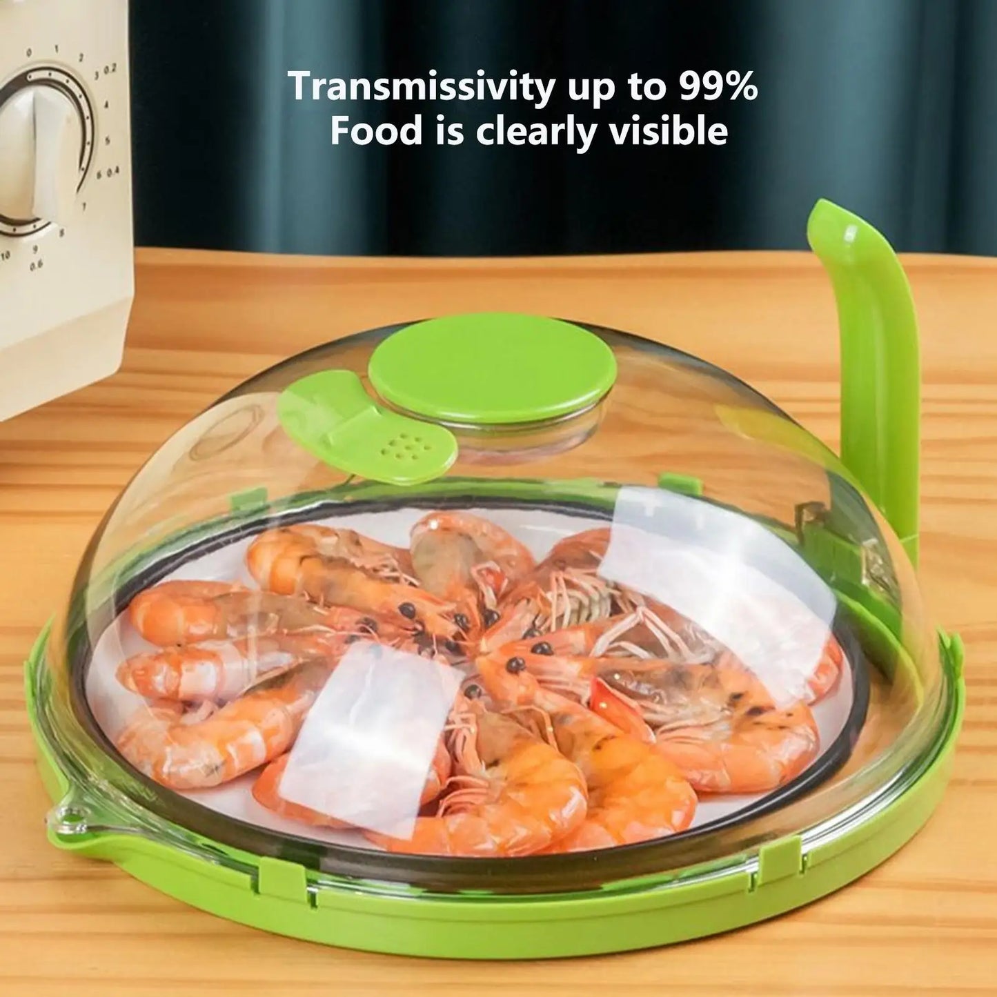 Clear Microwave Splatter Cover with Steam Vent & Handle