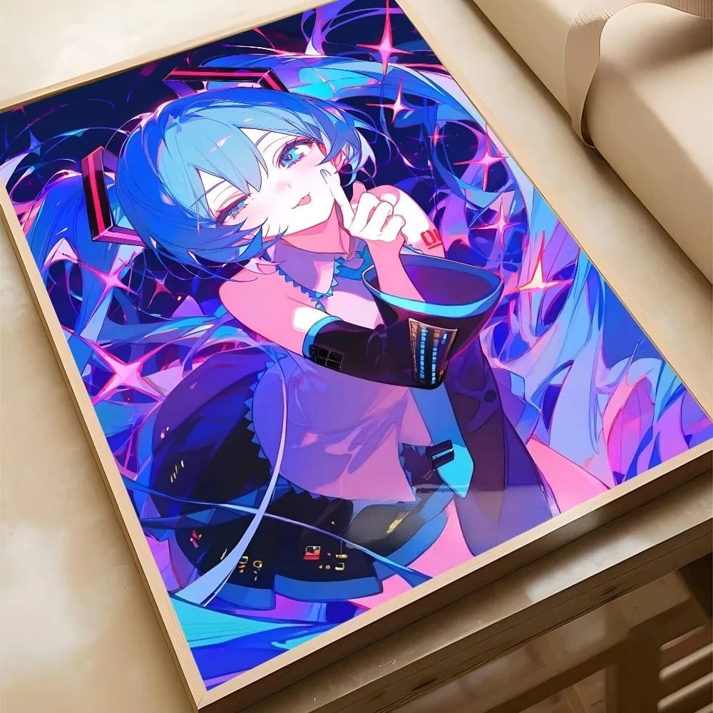 Virtual Idol H-Hatsunes MikU Poster Poster Paper Print Home Living Room Bedroom Entrance Bar Cafe Art Painting Decoration Peaceful Pleasures Health and Wellness 3-1PC 40x60cm