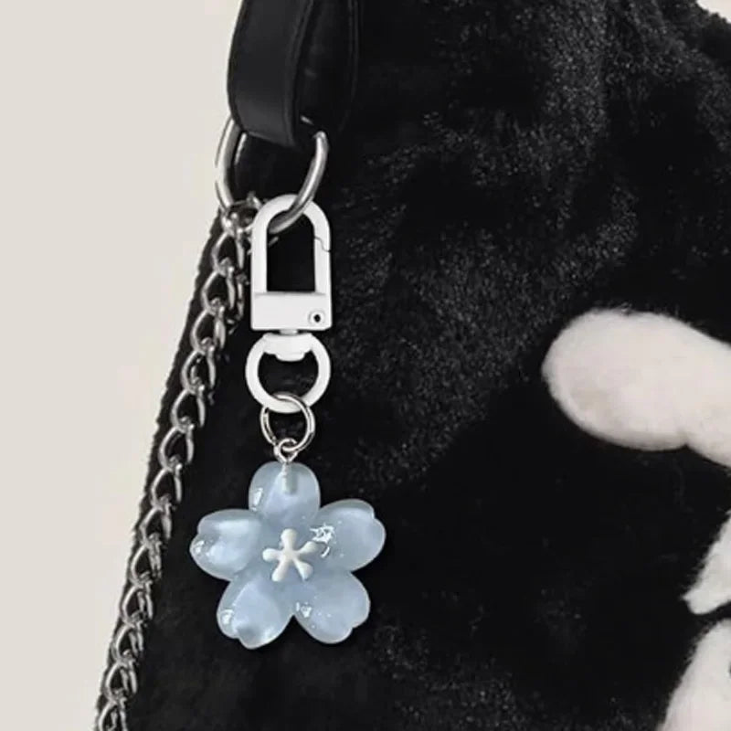 Cherry Blossom Flower Keychain Charms – 5pcs Resin Set