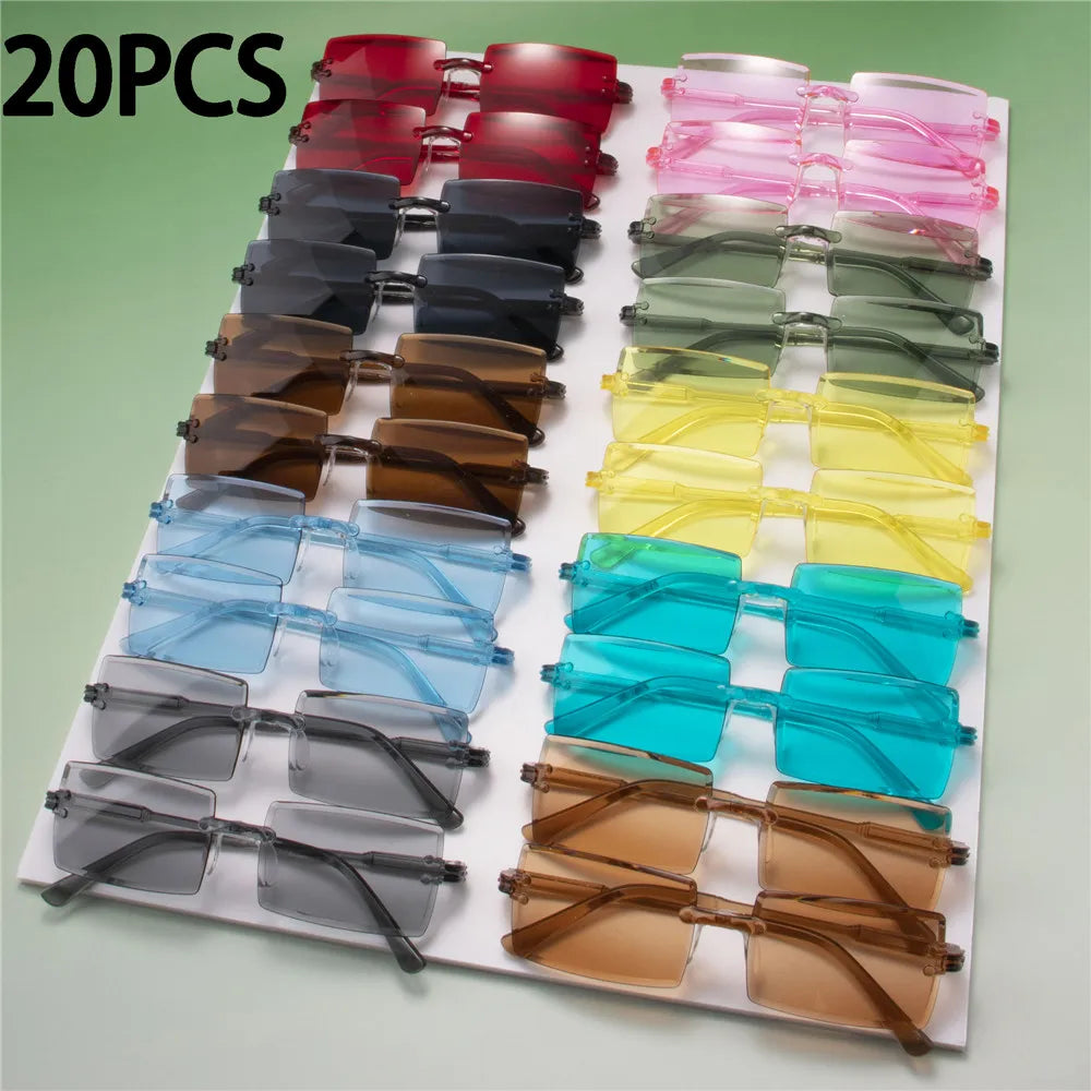 20PCS Retro Sunglasses Women Brand Designer Fashion Rimless Gradient Sun Glasses Shades Cutting Lens Ladies Frameless Eyeglasses Peaceful Pleasures Health and Wellness 20PCS China Mainland