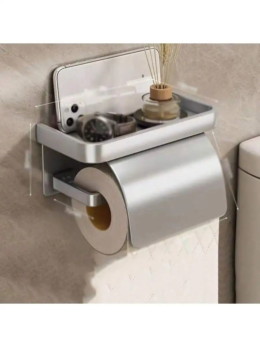 Toilet Paper Holder – Adhesive or Screw Wall Mount, Stainless Steel