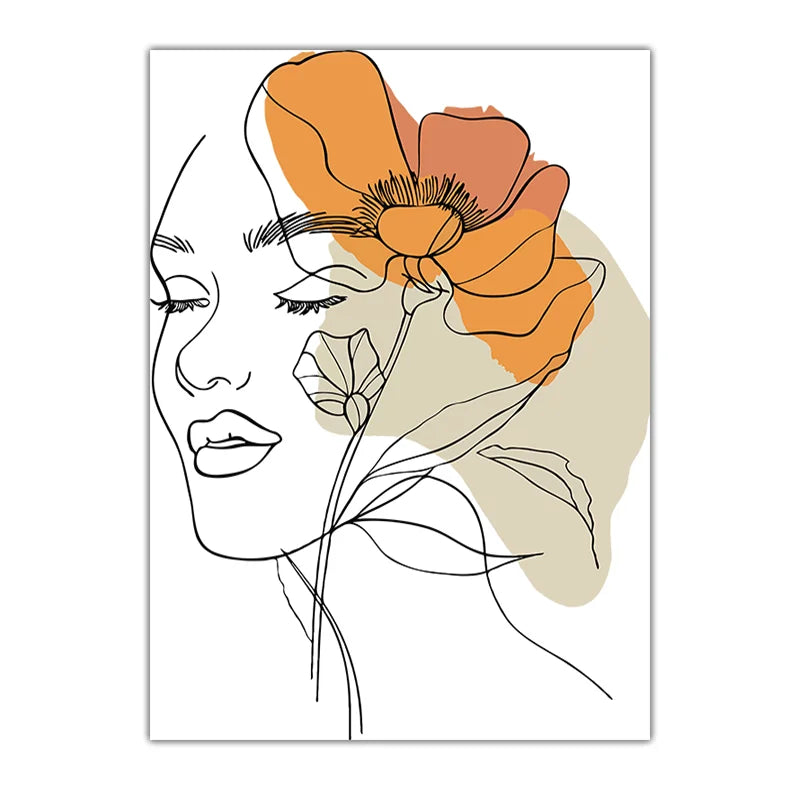 Abstract Woman Flower Canvas Wall Art – Modern Poster Print Canvas Wall Art Print Peaceful Pleasures Health and Wellness 04 20x25cm No Frame China Mainland