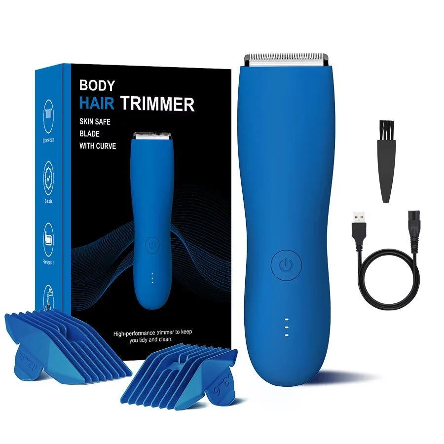 [IPX6] Men's Groin/Body Trimmer w/ SkinSafe - Foil Blades & Precision, Rechargeable Ball Shaver for Sensitive Skin Peaceful Pleasures Health and Wellness Blue